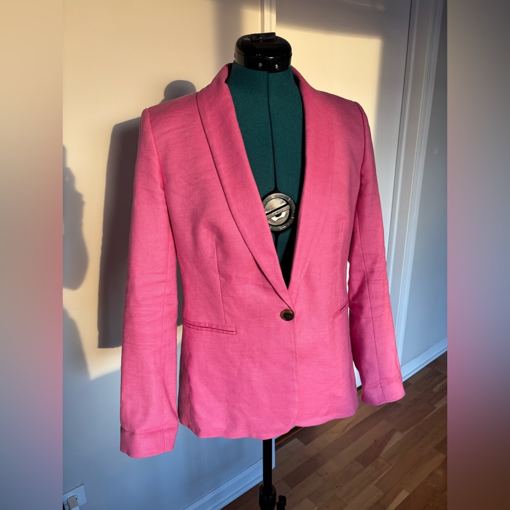 Pink Parke Blazer by J. Crew, Linen-blend made with stretch linen, EUC size 4